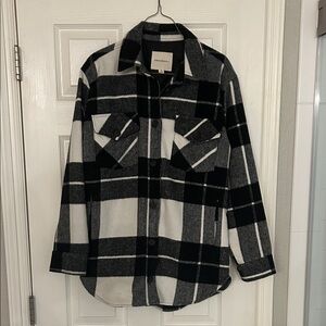 Thread & Supply Black and White Plaid Shirt Jacket
